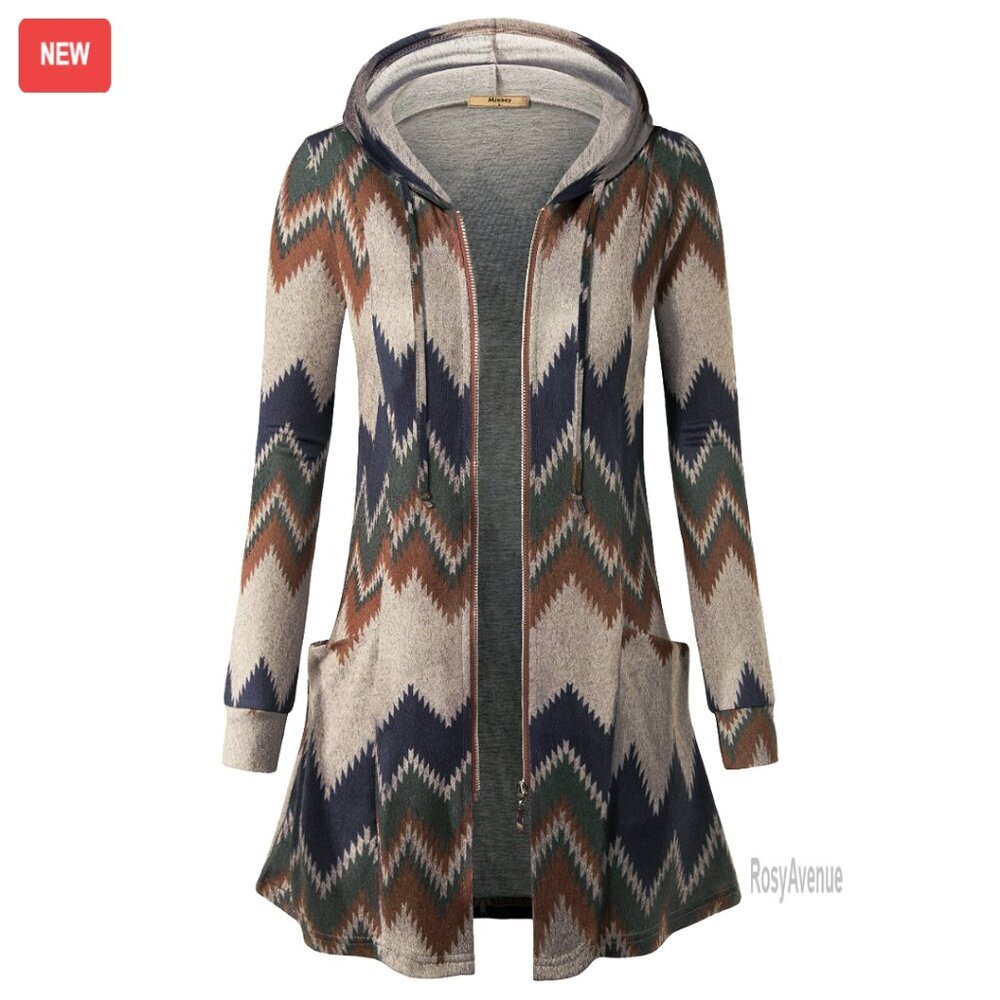 Long Zip Up Hoodie Jacket Lightweight Tunic Sweatshirt Cardigan - Picture 1 of 6